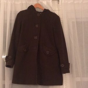 JLo brown hooded coat-wool
